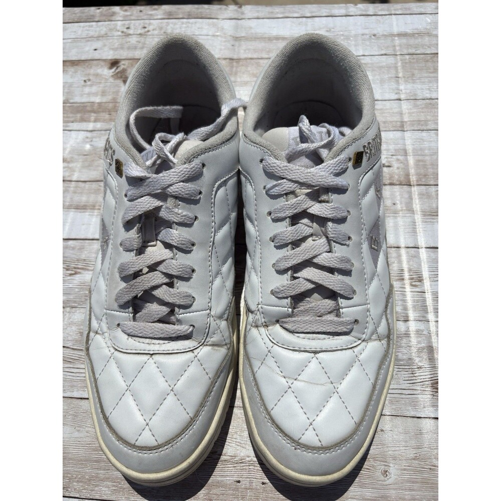 British Knights BK White Quilted Leather Low Top Sneakers - Men's Retro Casual